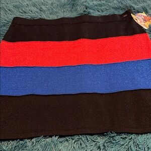 Apple Bottoms Black Mini Skirt with Red & Blue Stripes w bling Y2K fashion